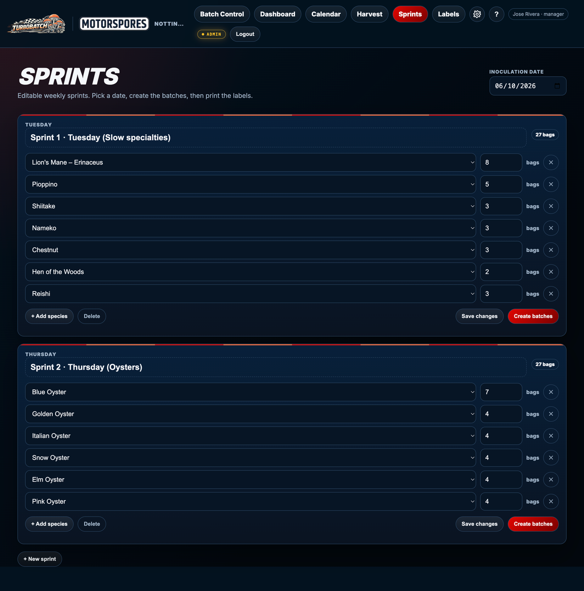 TurboBatch Sprints: editable weekly batch run templates